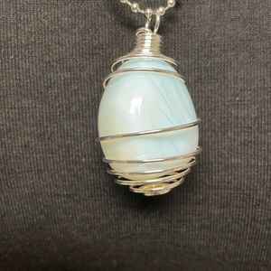Tumbled Opalite Cage Charm Necklace (3)